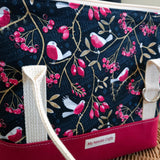 Birds and Berries print Knit Night Bag