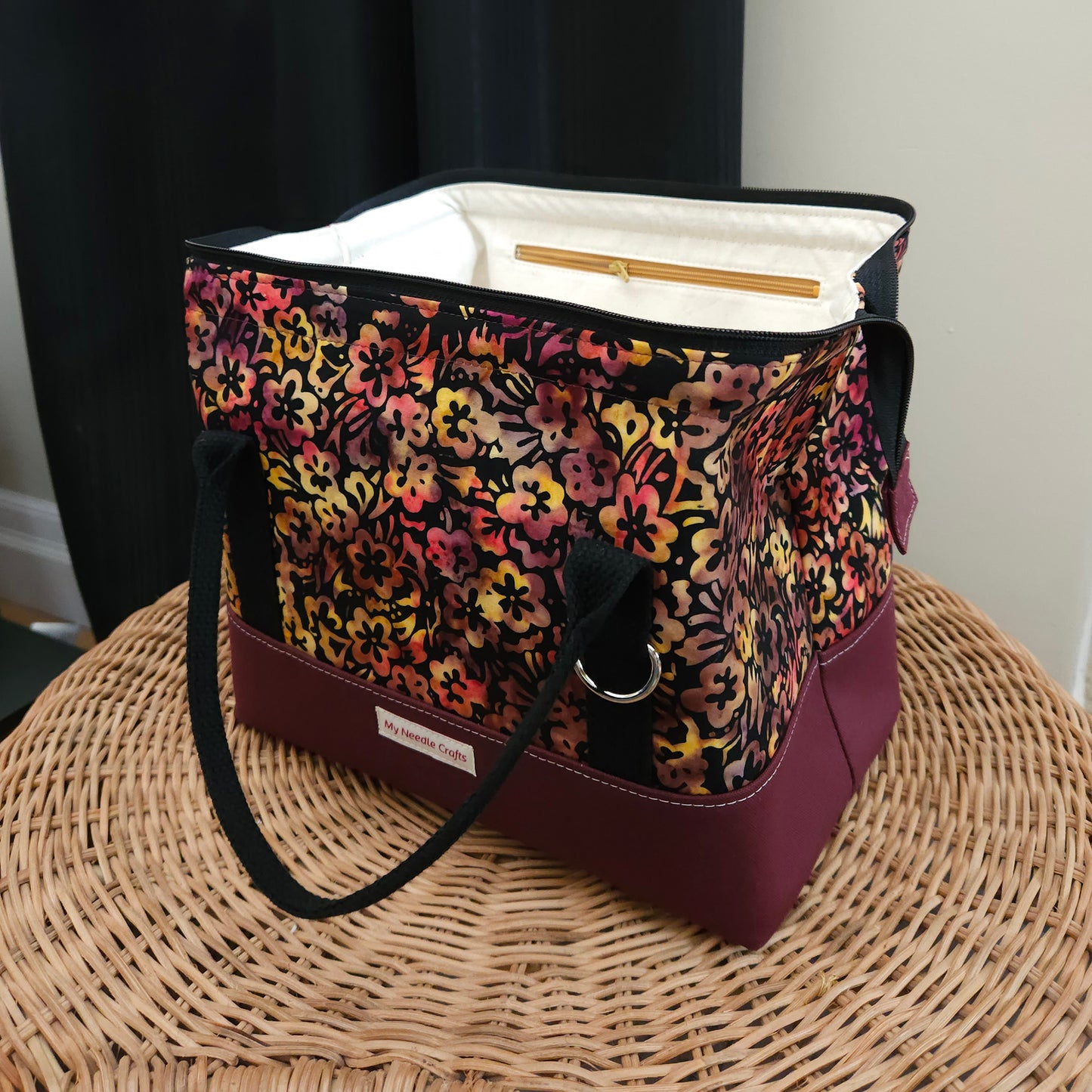 Autumn Floral Print Knit Night Project Bag
