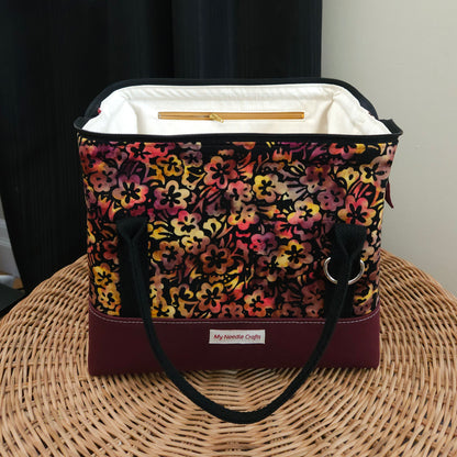 Autumn Floral Print Knit Night Project Bag