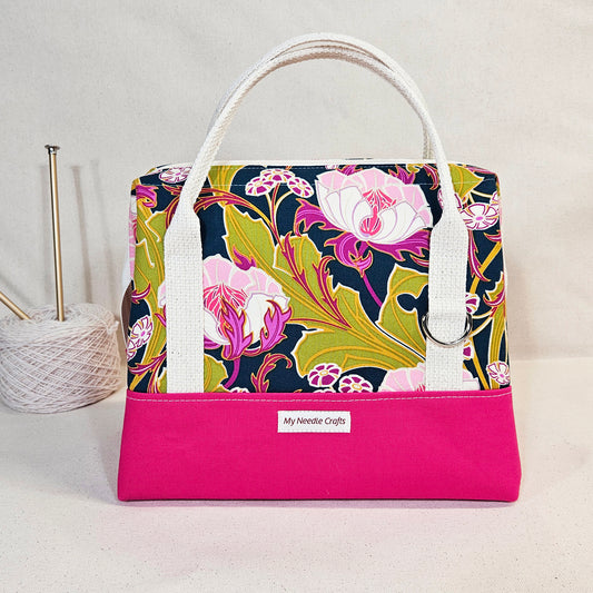 Knit Night Project Bag in Hot Pink Modern Floral