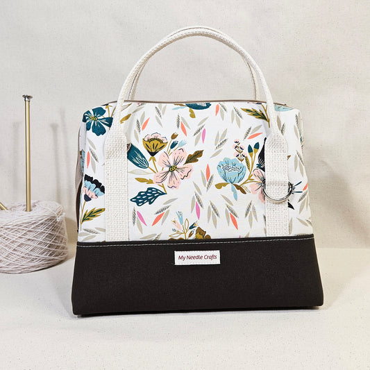 Knit Night Project Bag in Tossed Flowers Print