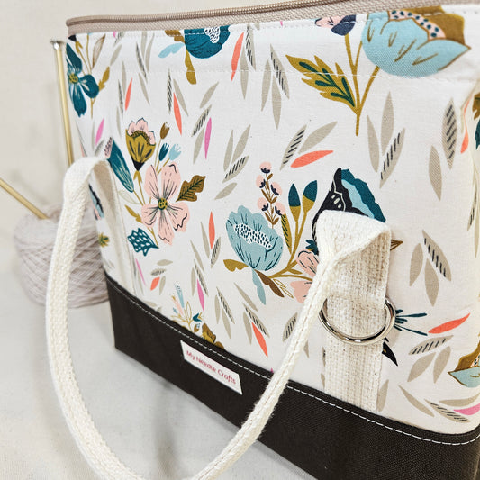 Knit Night Project Bag in Tossed Flowers Print
