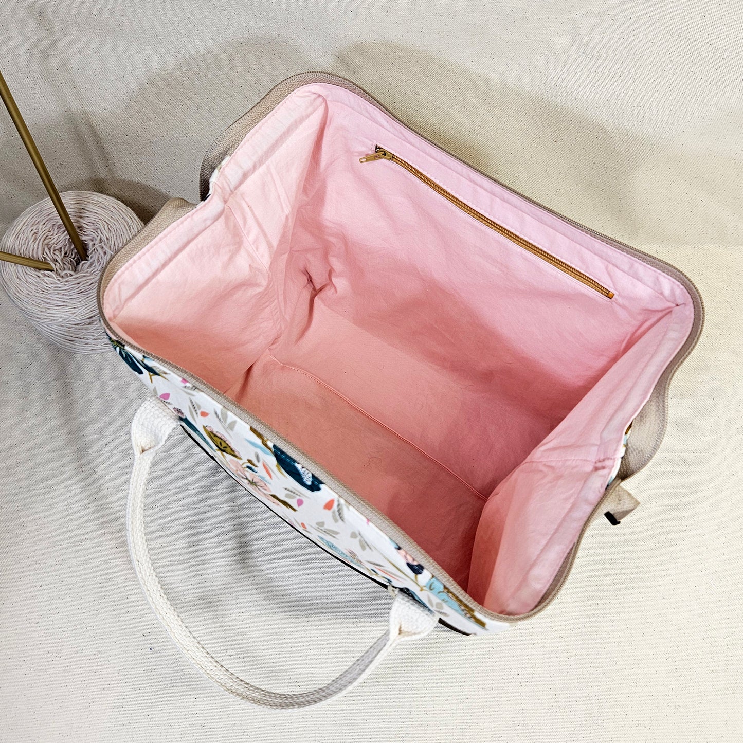 Knit Night Project Bag in Tossed Flowers Print