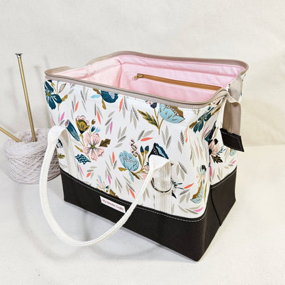 Knit Night Project Bag in Tossed Flowers Print