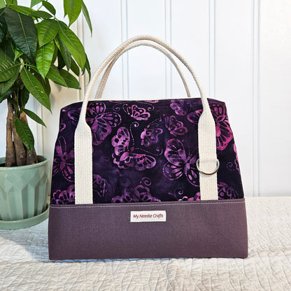 Purple Batik Butterfly Knit Night Project Bag
