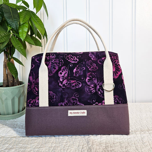 Purple Batik Butterfly Knit Night Project Bag