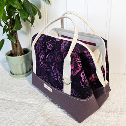 Purple Batik Butterfly Knit Night Project Bag