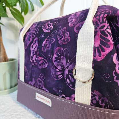 Purple Batik Butterfly Knit Night Project Bag