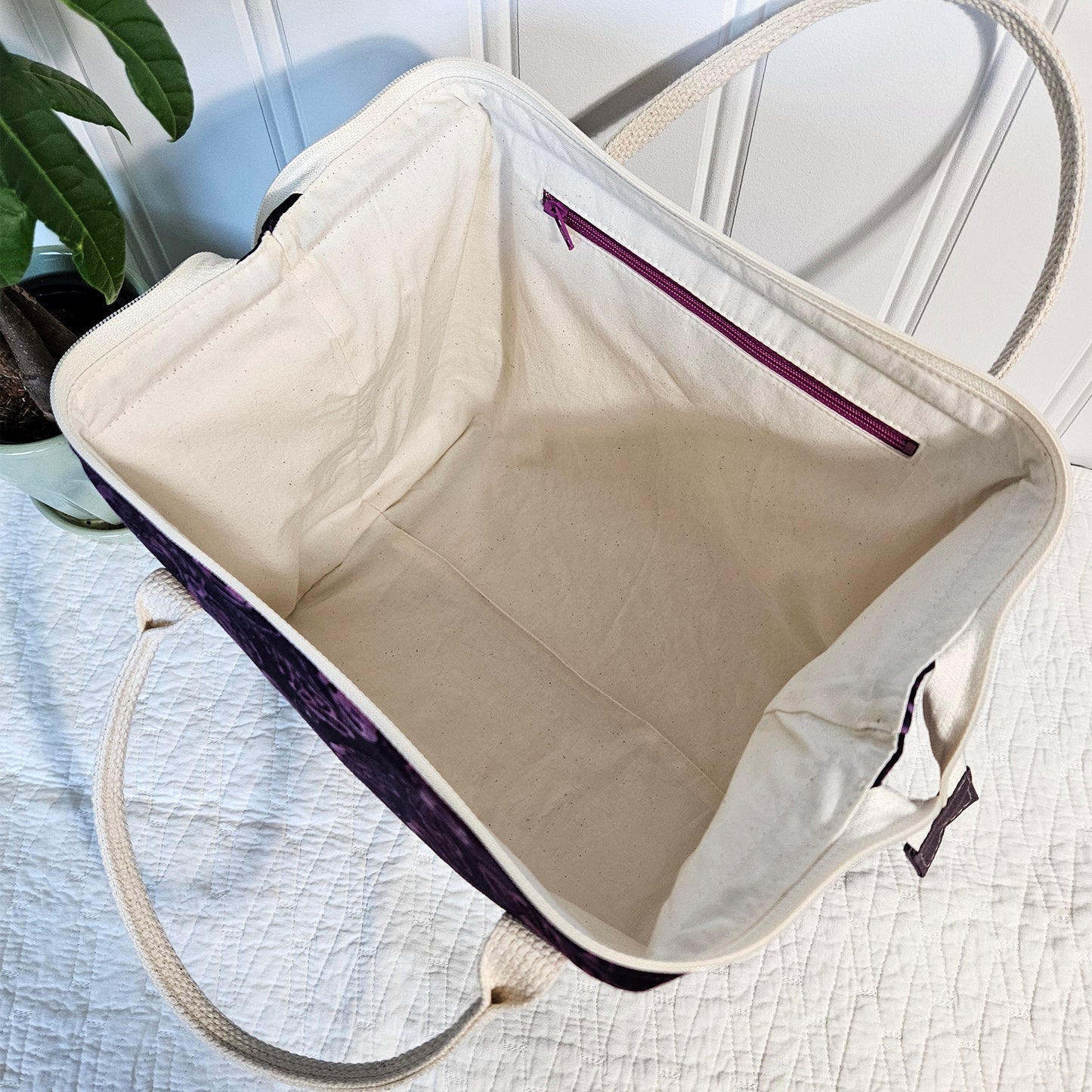 Purple Batik Butterfly Knit Night Project Bag