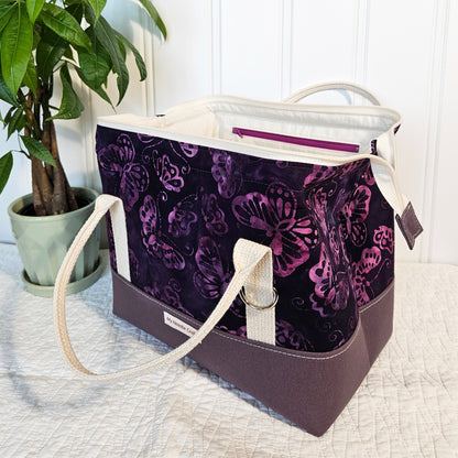 Purple Batik Butterfly Knit Night Project Bag
