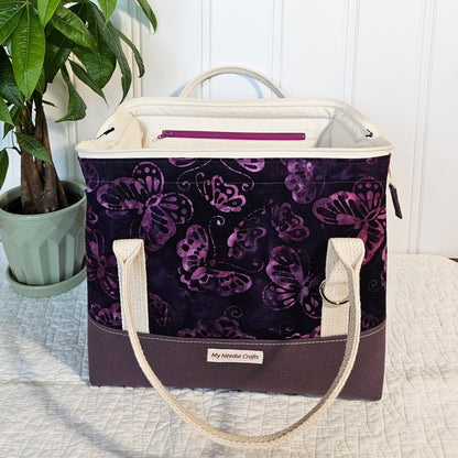 Purple Batik Butterfly Knit Night Project Bag