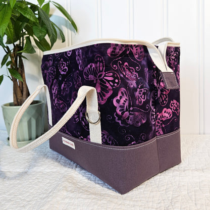 Purple Batik Butterfly Knit Night Project Bag