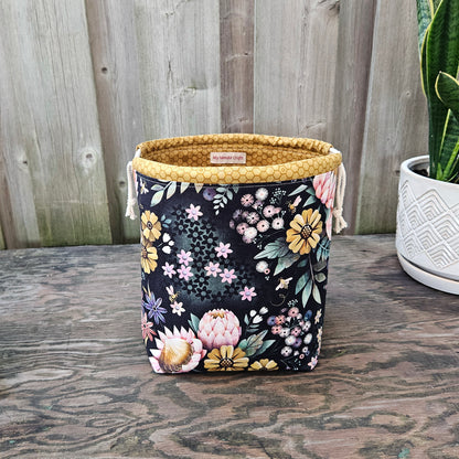 Honey Bee Floral Print Divided Shawl Size Bag