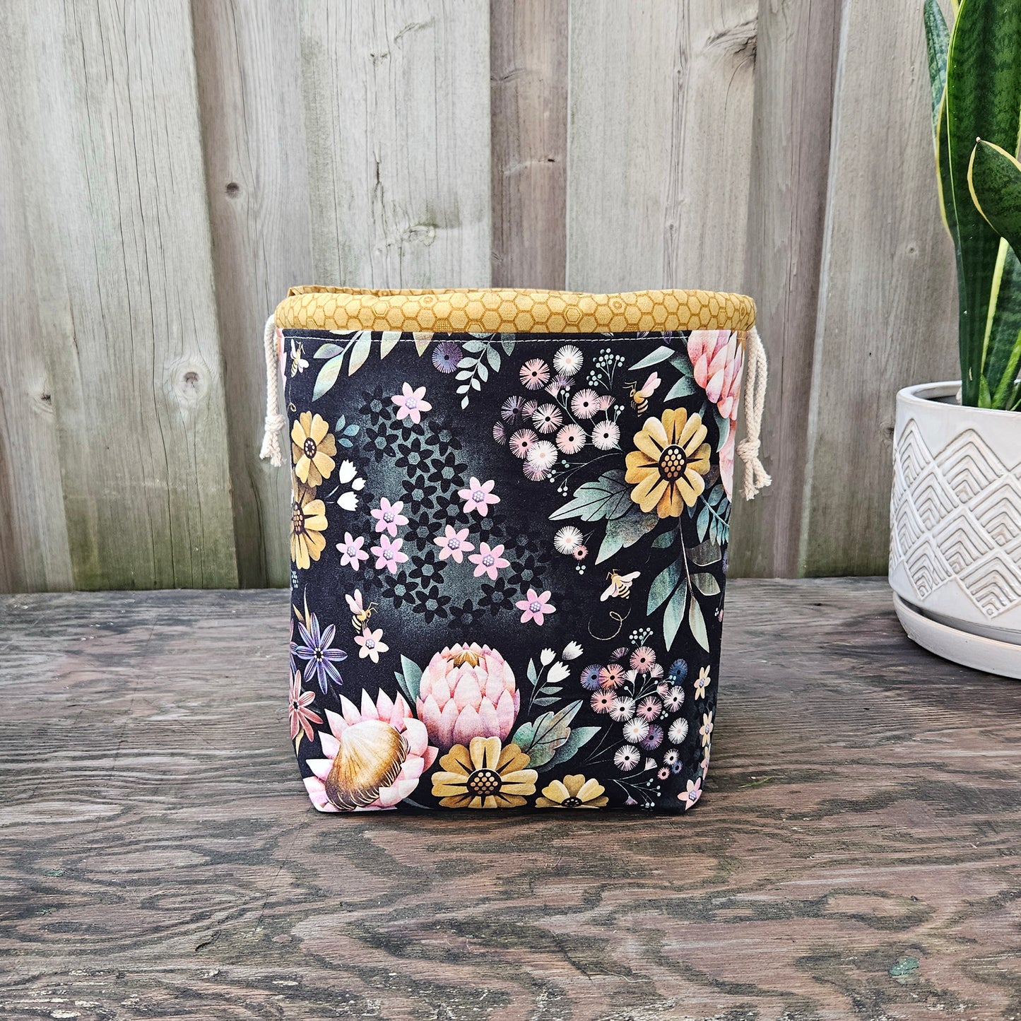 Honey Bee Floral Print Divided Shawl Size Bag
