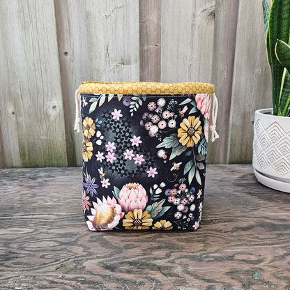 Honey Bee Floral Print Divided Shawl Size Bag