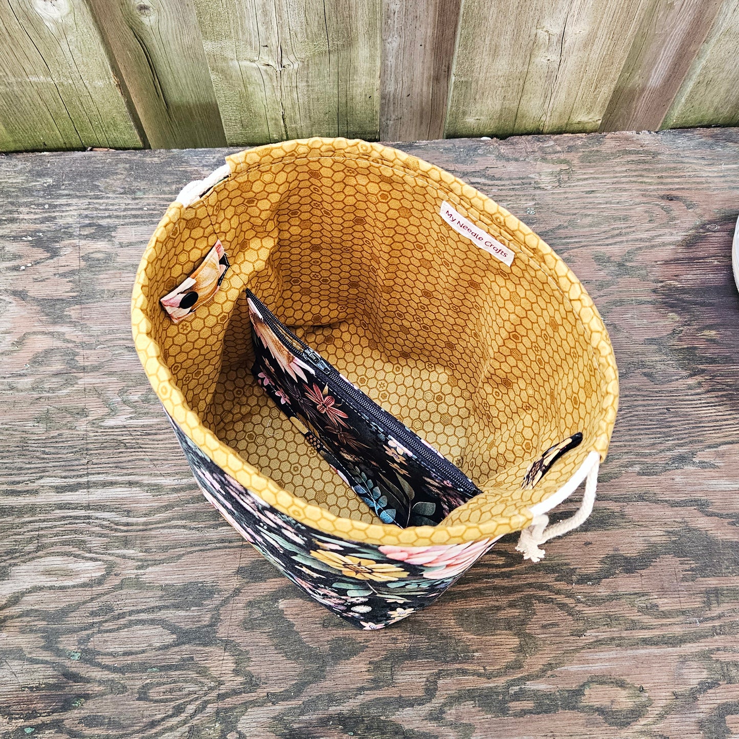 Honey Bee Floral Print Divided Shawl Size Bag