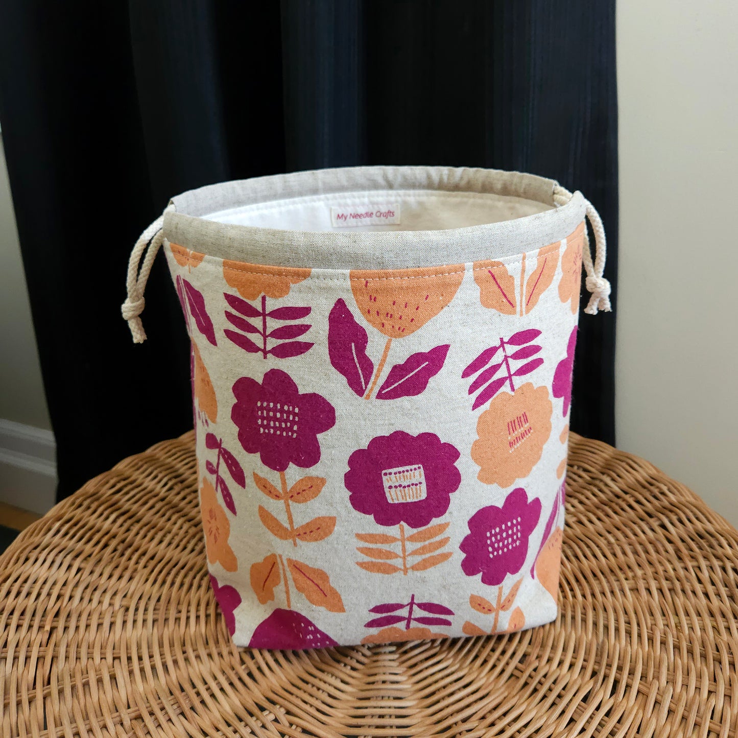 Fushia Flower Print Divided Shawl Size Bag