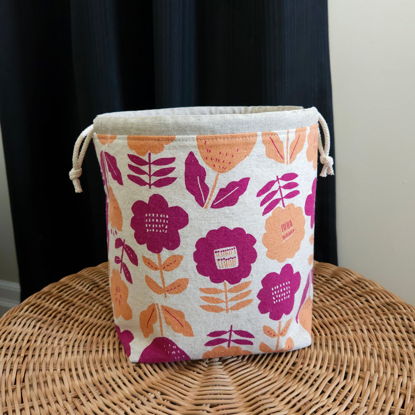 Fushia Flower Print Divided Shawl Size Bag
