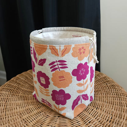 Fushia Flower Print Divided Shawl Size Bag