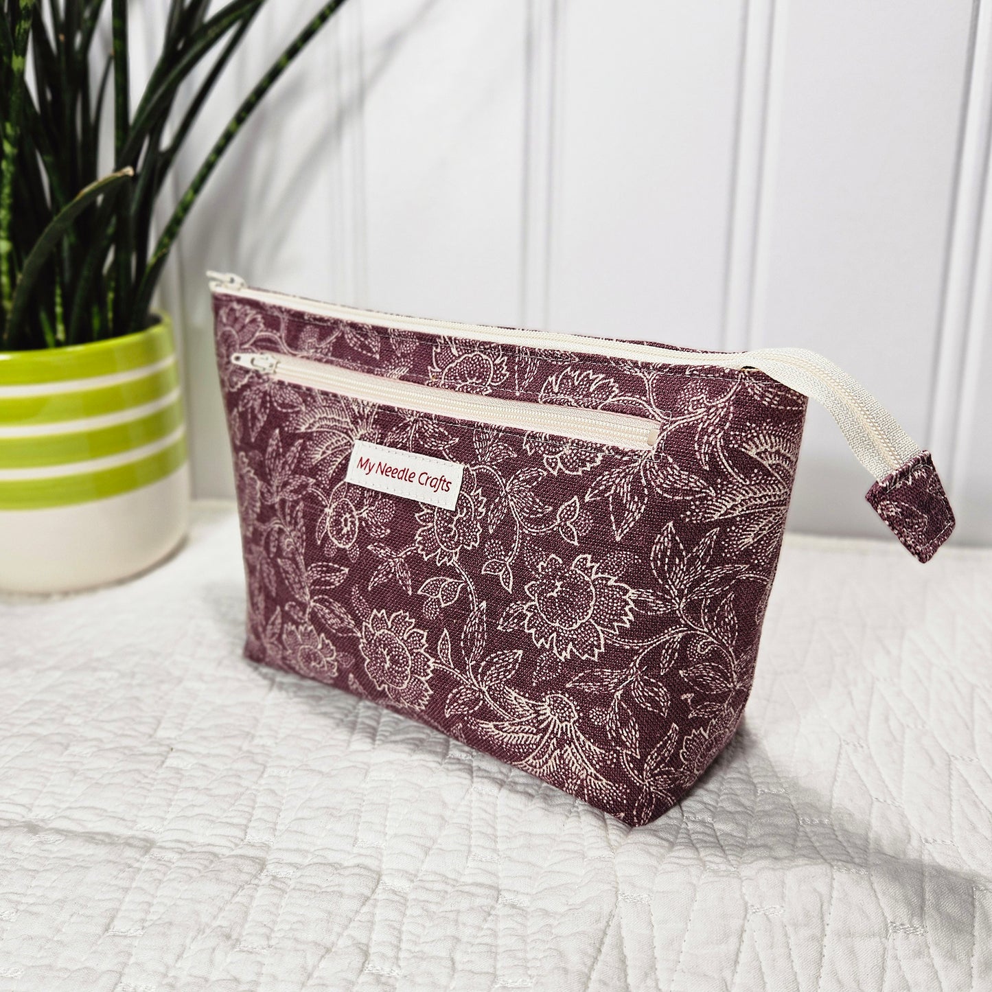 Burgundy Floral print Interchangeable Needle Organizer