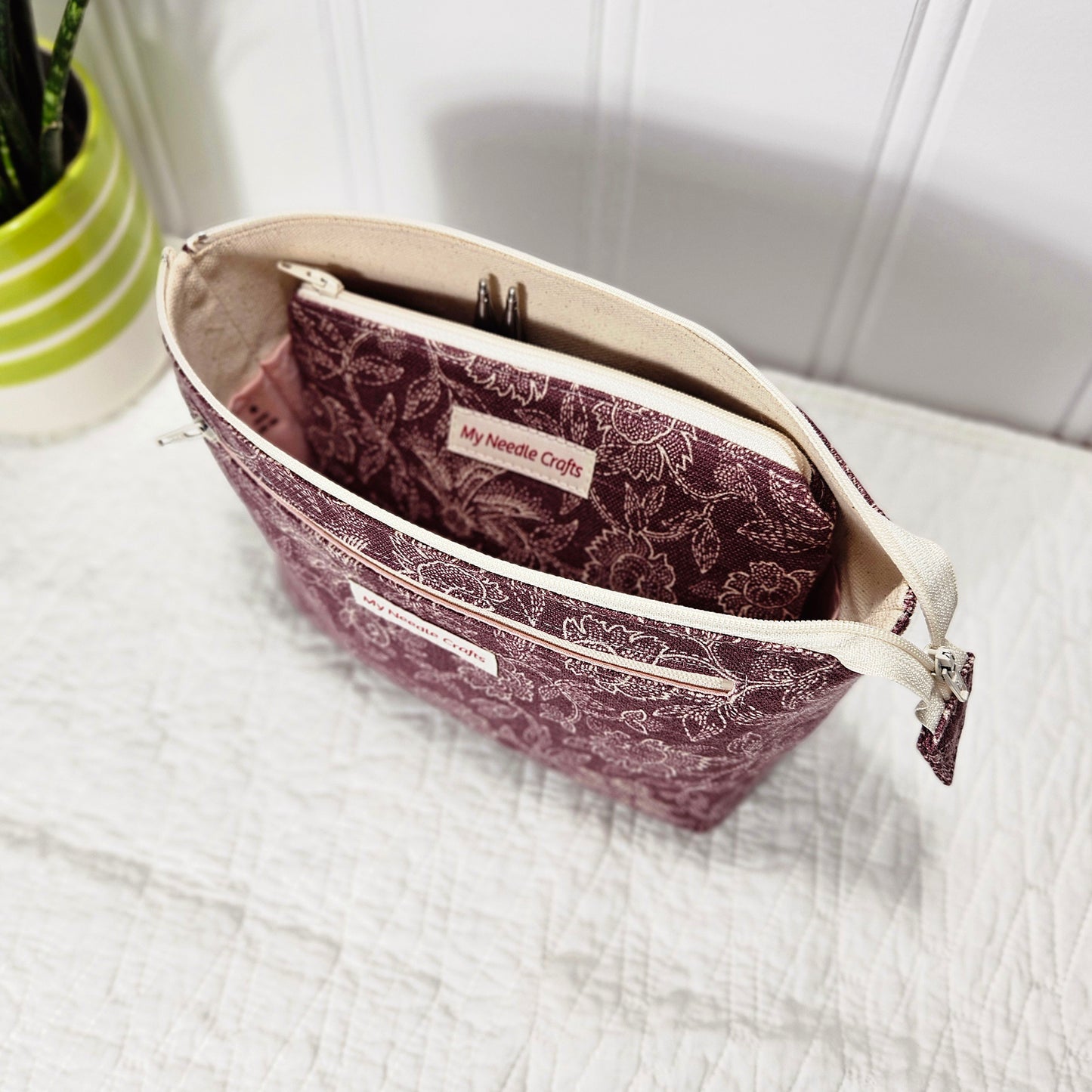 Burgundy Floral print Interchangeable Needle Organizer