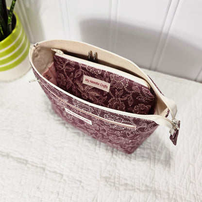 Burgundy Floral print Interchangeable Needle Organizer