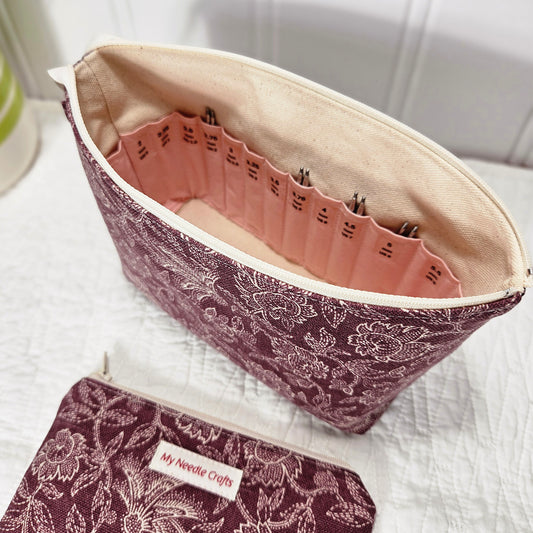 Burgundy Floral print Interchangeable Needle Organizer