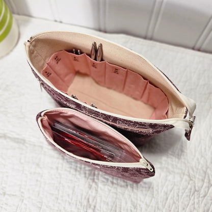 Burgundy Floral print Interchangeable Needle Organizer