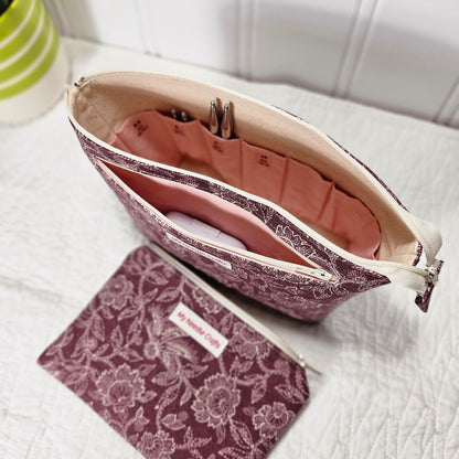 Burgundy Floral print Interchangeable Needle Organizer