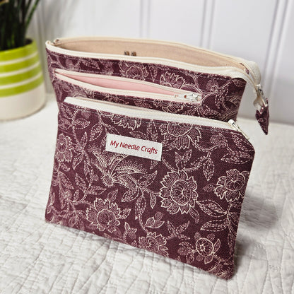 Burgundy Floral print Interchangeable Needle Organizer