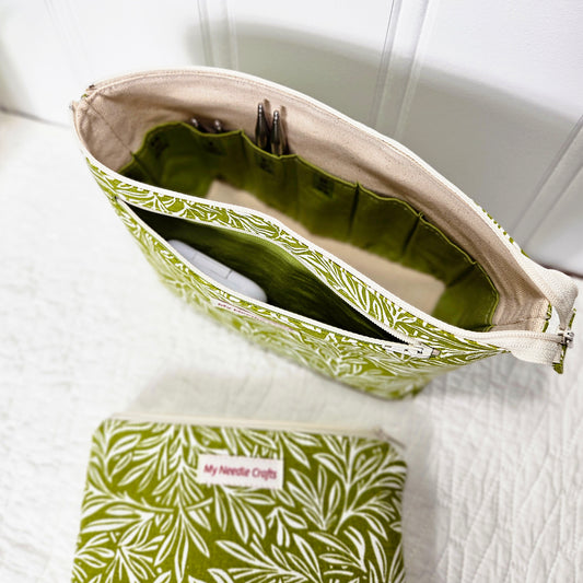 Green Leaves print Interchangeable Needle Organizer