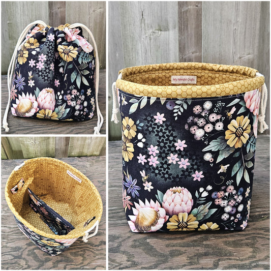 Honey Bee Floral Print Divided Shawl Size Bag