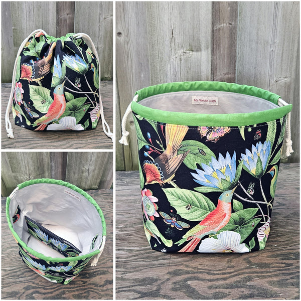 Tropical Bird Print Divided Shawl Size Bag