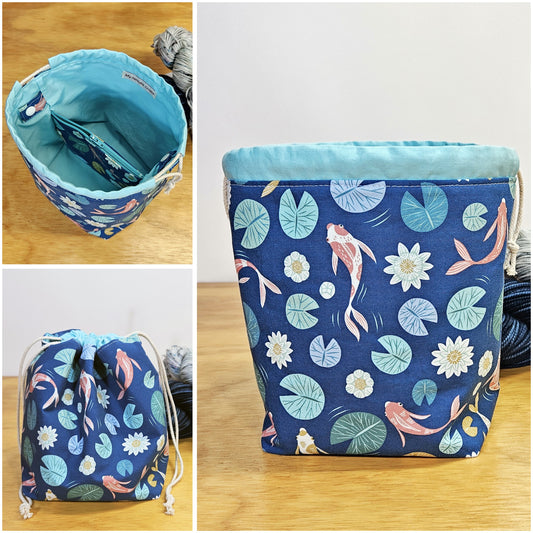 Koi Fish Print Divided Sock Size Knitting Bag
