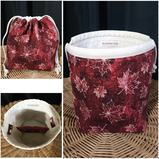 Oh Canada Maple Leaf Print Divided Sock Size Knitting Bag
