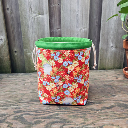 Flower Gnome Print Divided Sock Size Knitting Bag