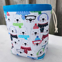 Winter Wear Polar Bears Print Divided Sock Size Knitting Bag