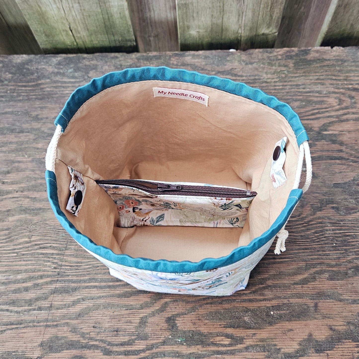 Backyard Birds Print Divided Sock Size Knitting Bag
