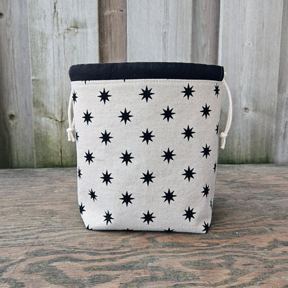 Black Stars Print Divided Sock Size Knitting Bag