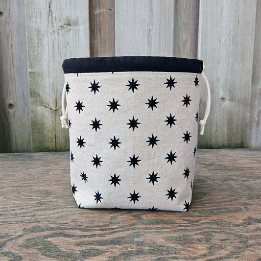 Black Stars Print Divided Sock Size Knitting Bag