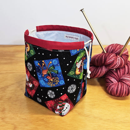 Sparkly Christmas Print Divided Sock Size Knitting Bag