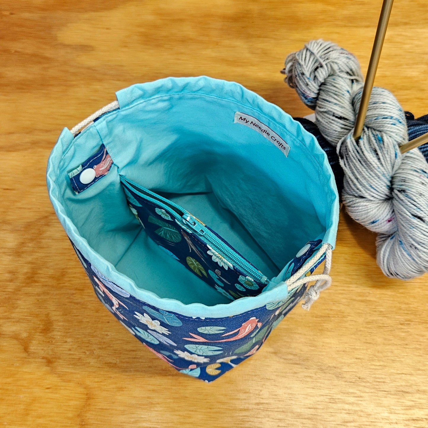 Koi Fish Print Divided Sock Size Knitting Bag