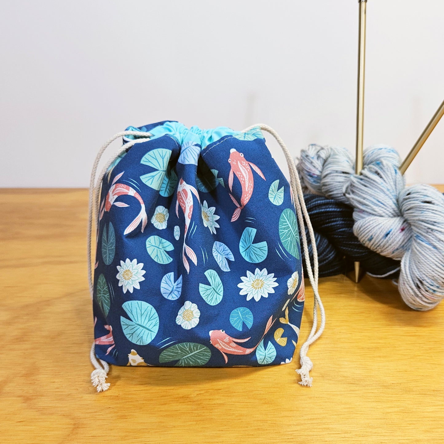 Koi Fish Print Divided Sock Size Knitting Bag