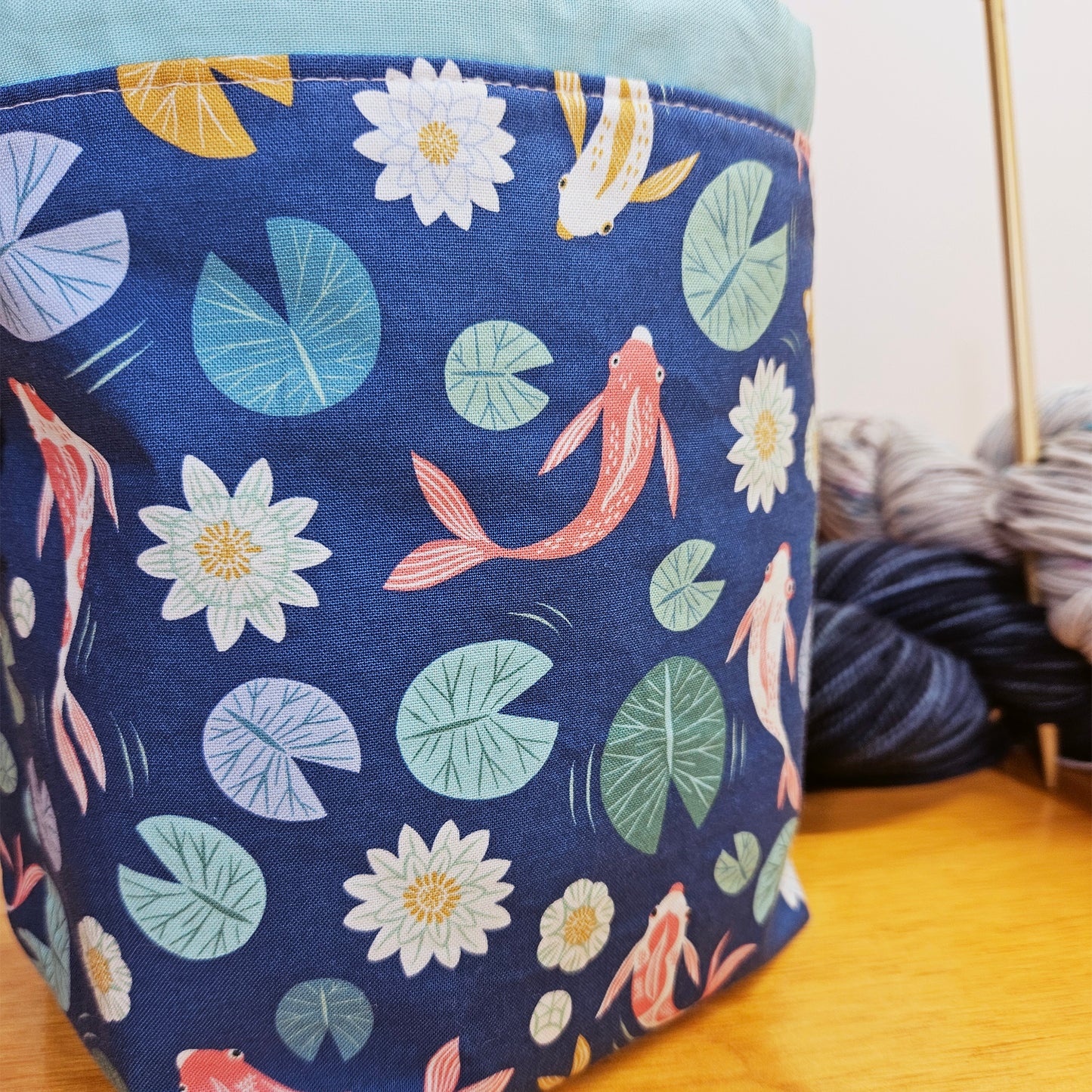 Koi Fish Print Divided Sock Size Knitting Bag