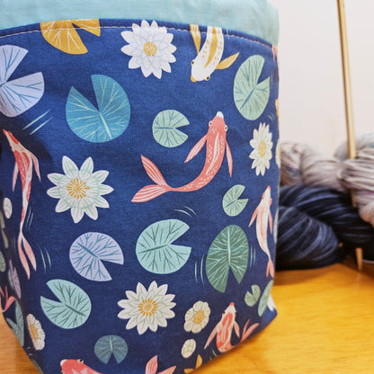 Koi Fish Print Divided Sock Size Knitting Bag