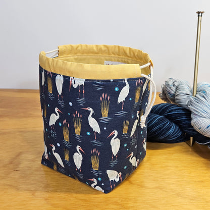 Egret Water Birds Print Divided Sock Size Knitting Bag
