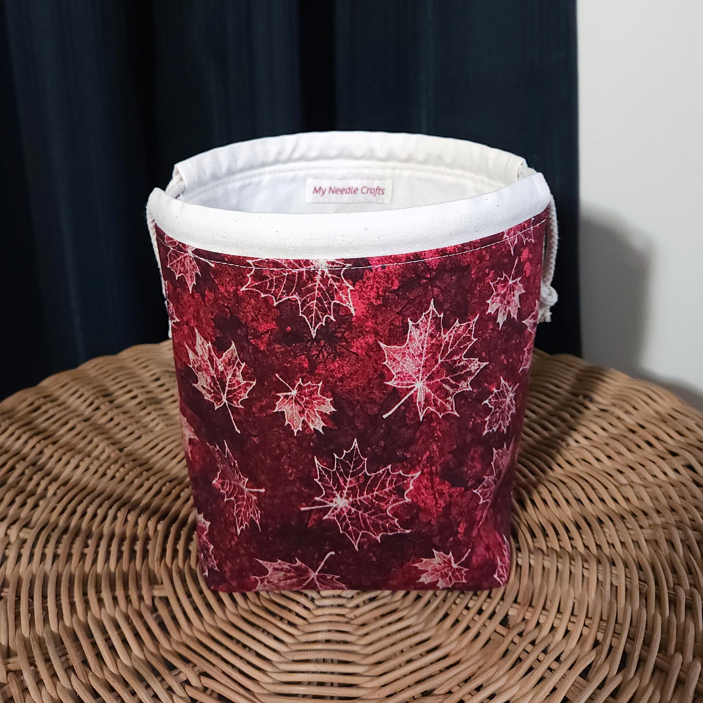 Oh Canada Maple Leaf Print Divided Sock Size Knitting Bag