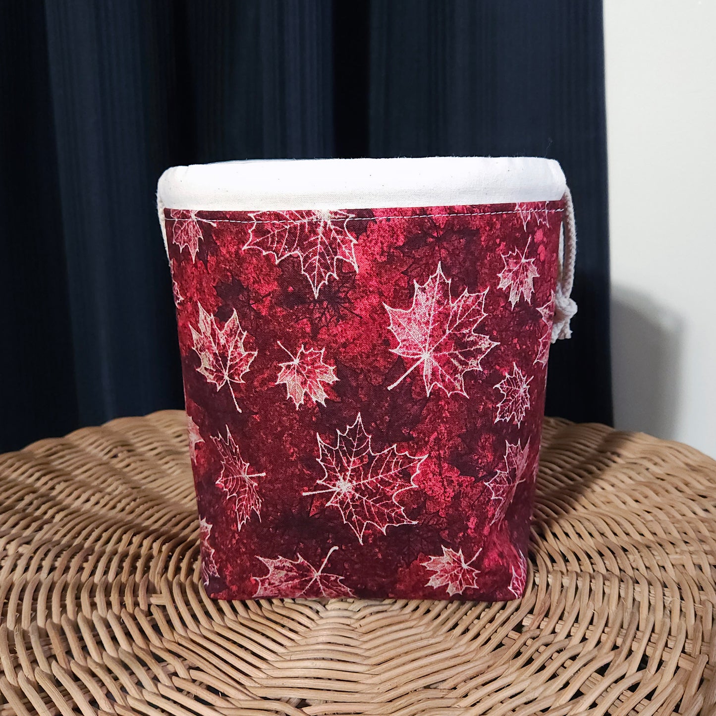Oh Canada Maple Leaf Print Divided Sock Size Knitting Bag
