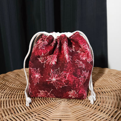 Oh Canada Maple Leaf Print Divided Sock Size Knitting Bag