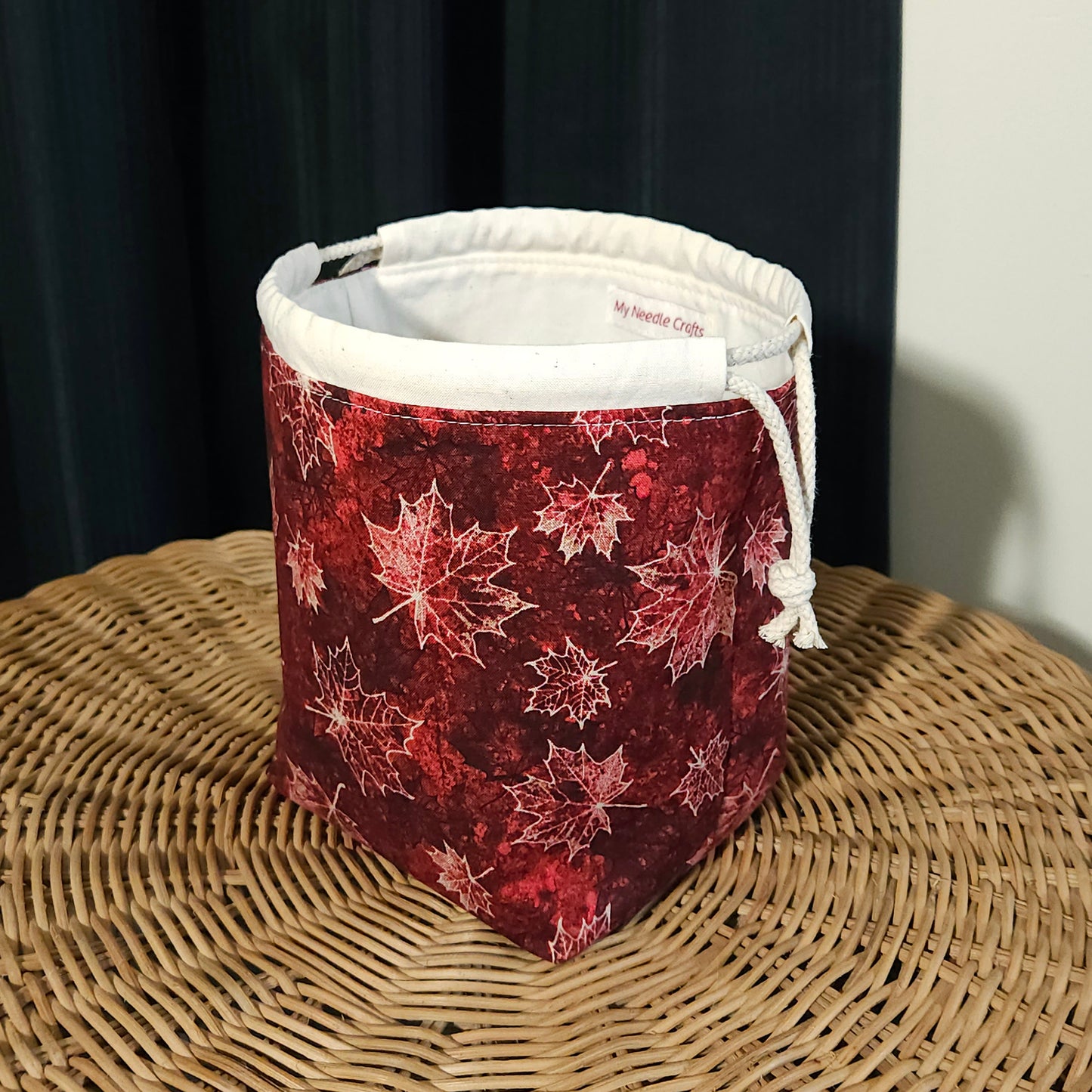 Oh Canada Maple Leaf Print Divided Sock Size Knitting Bag